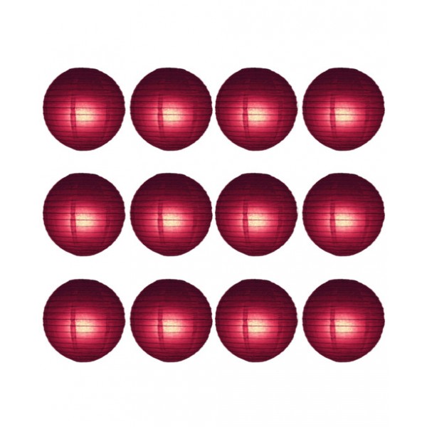 12" Paper Lanterns Round 'Burgundy' - Regular Wire Ribbed - Value Pack  (12 pieces)